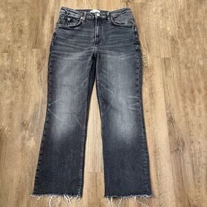 Zara Women's Black Raw Hem Flare Boot Cut Jeans Size 8